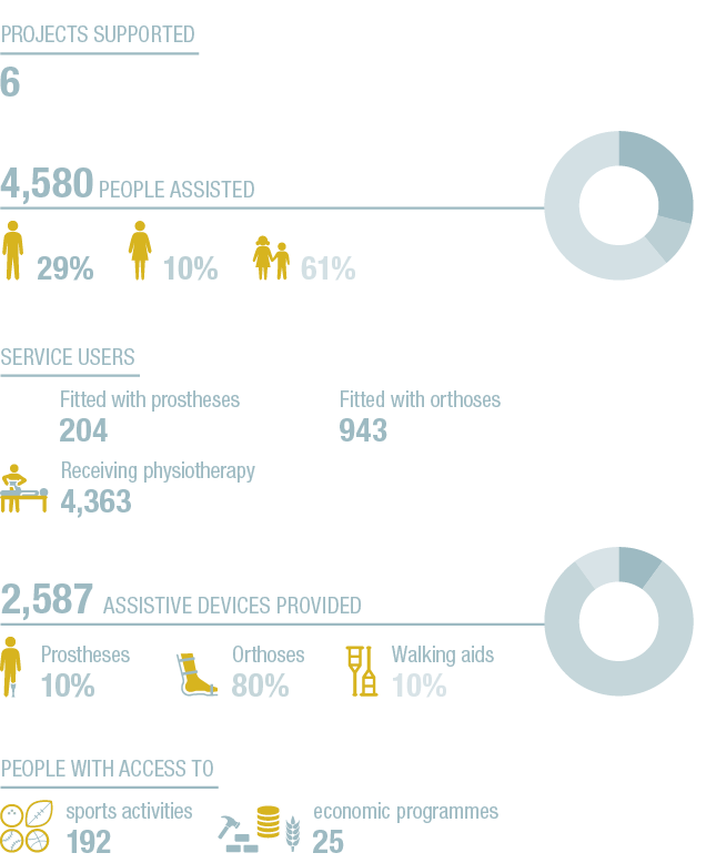 29+10+61+A,10+80+10+A,4,580 People assisted ,2,587 Assistive devices provided ,Service users ,10% ,Prostheses 10% ,Fi   